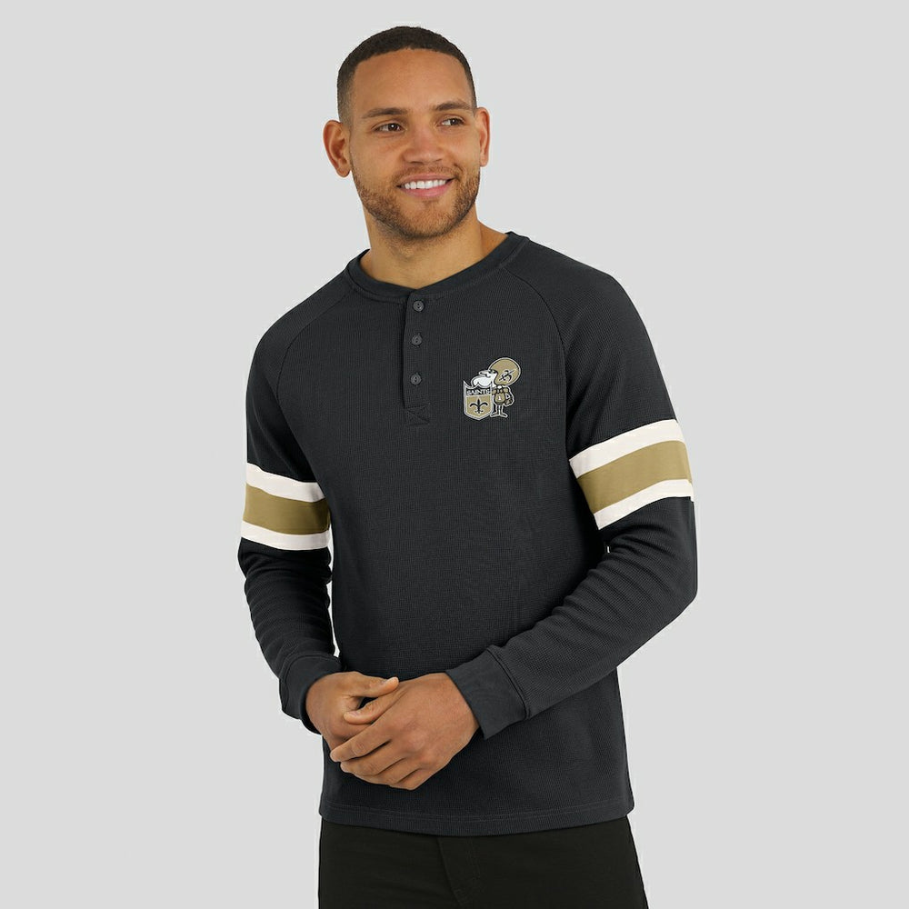 New Orleans Saints Darius Rucker Collection Waffle-Knit Raglan Long Sleeve Henley T-Shirt Black | Fanatics
