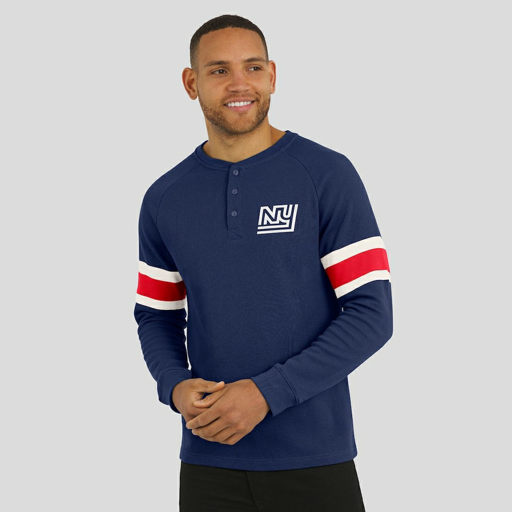 New York Giants Darius Rucker Collection Waffle-Knit Raglan Long Sleeve Henley T-Shirt Navy | Fanatics