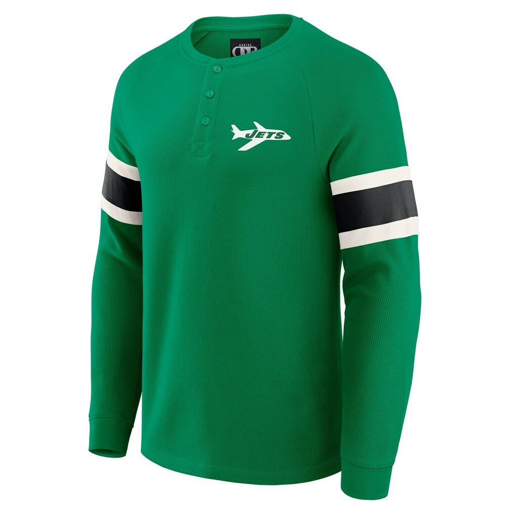 New York Jets Darius Rucker Collection Waffle-Knit Raglan Long Sleeve Henley T-Shirt Kelly Green | Fanatics