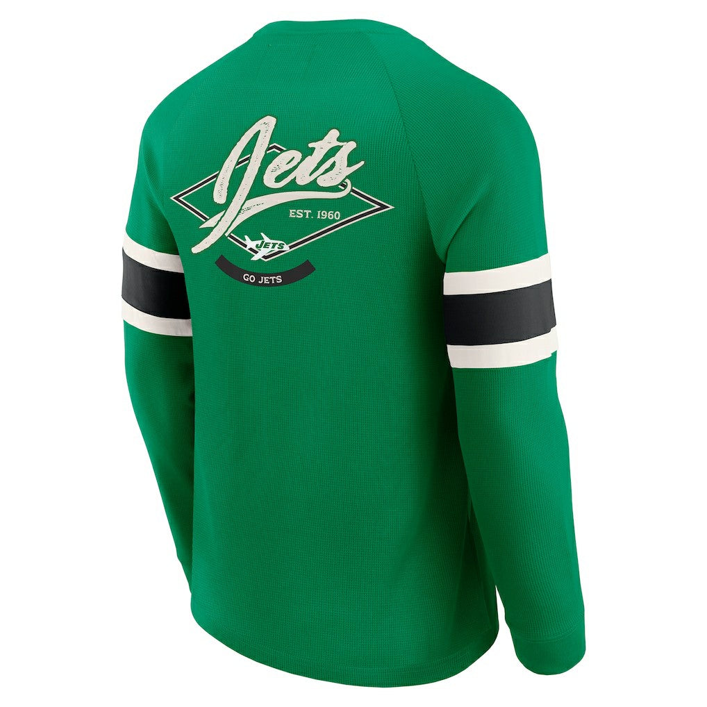 New York Jets Darius Rucker Collection Waffle-Knit Raglan Long Sleeve Henley T-Shirt Kelly Green | Fanatics