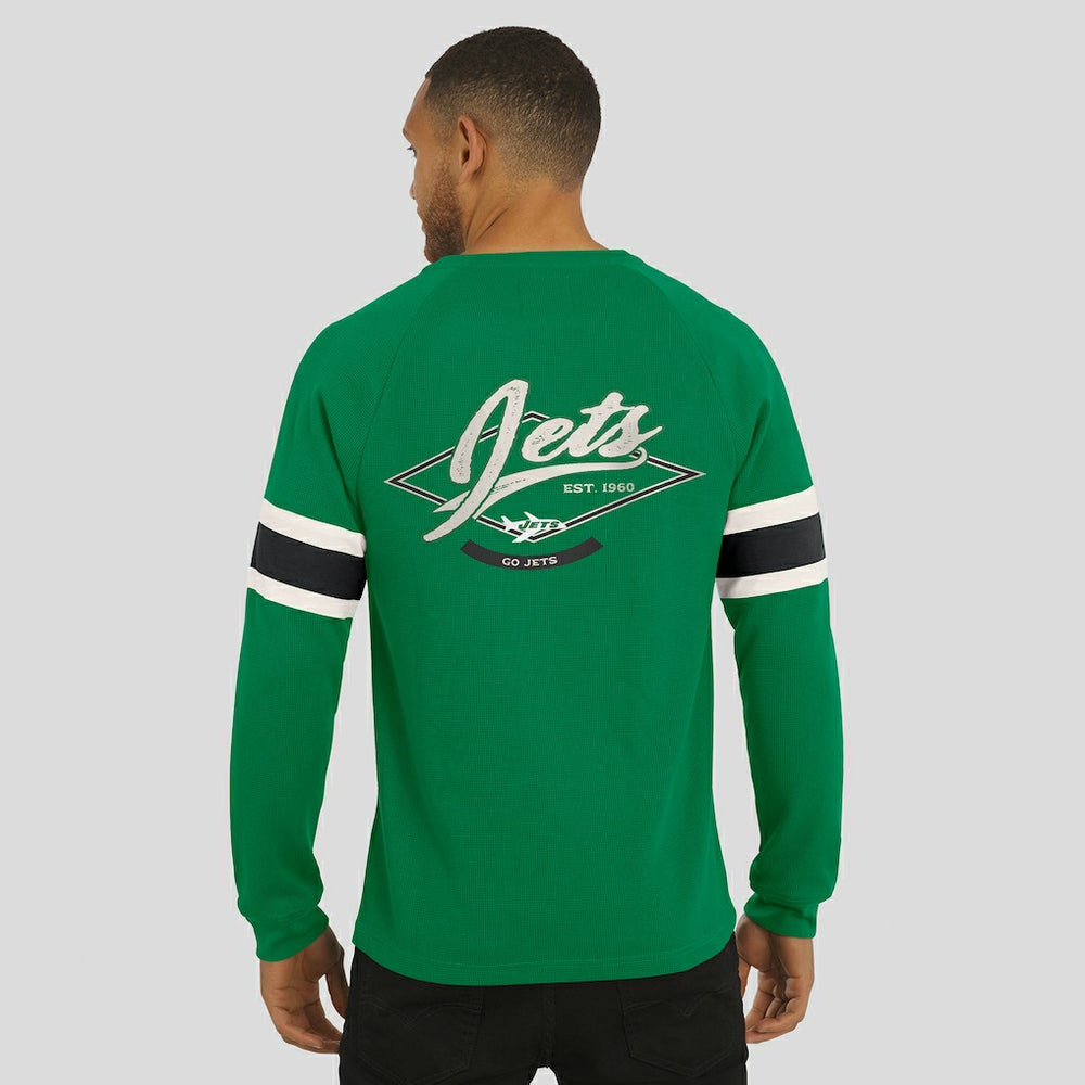New York Jets Darius Rucker Collection Waffle-Knit Raglan Long Sleeve Henley T-Shirt Kelly Green | Fanatics