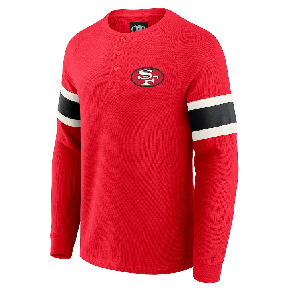 San Francisco 49ers Darius Rucker Collection Waffle-Knit Raglan Long Sleeve Henley T-Shirt Scarlet | Fanatics