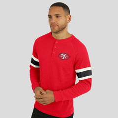 San Francisco 49ers Darius Rucker Collection Waffle-Knit Raglan Long Sleeve Henley T-Shirt Scarlet | Fanatics