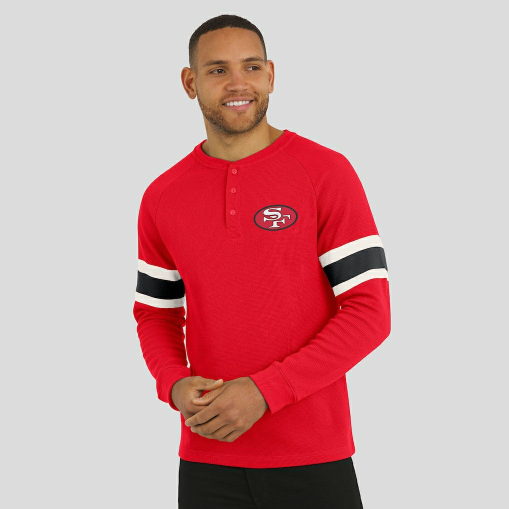 San Francisco 49ers Darius Rucker Collection Waffle-Knit Raglan Long Sleeve Henley T-Shirt Scarlet | Fanatics