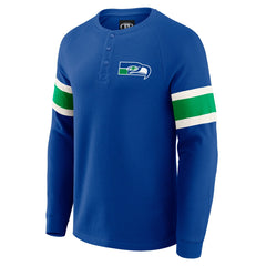 Seattle Seahawks Darius Rucker Collection Waffle-Knit Raglan Long Sleeve Henley T-Shirt College Navy | Fanatics