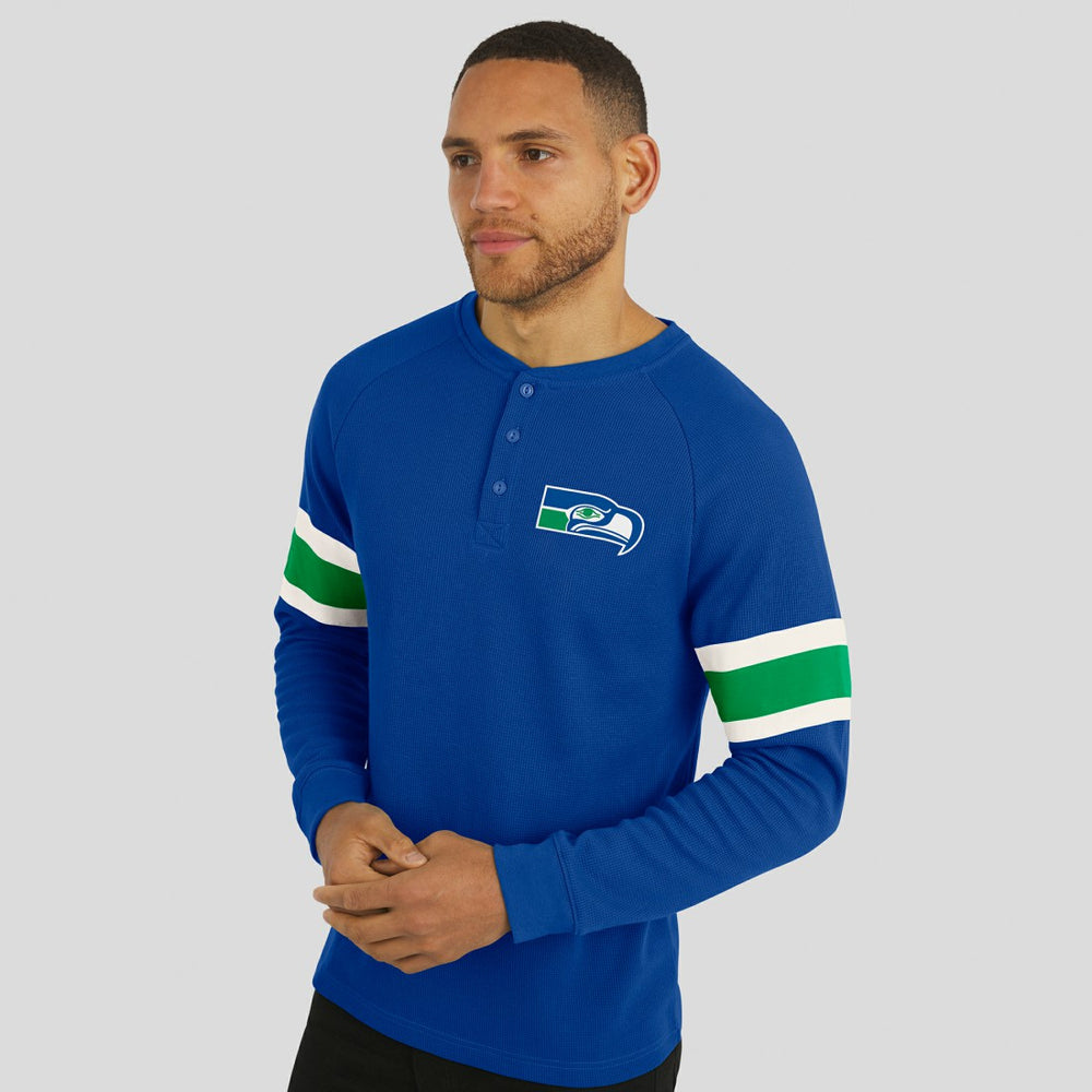 Seattle Seahawks Darius Rucker Collection Waffle-Knit Raglan Long Sleeve Henley T-Shirt College Navy | Fanatics