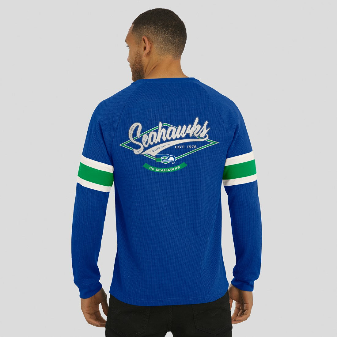 Seattle Seahawks Darius Rucker Collection Waffle-Knit Raglan Long Sleeve Henley T-Shirt College Navy | Fanatics