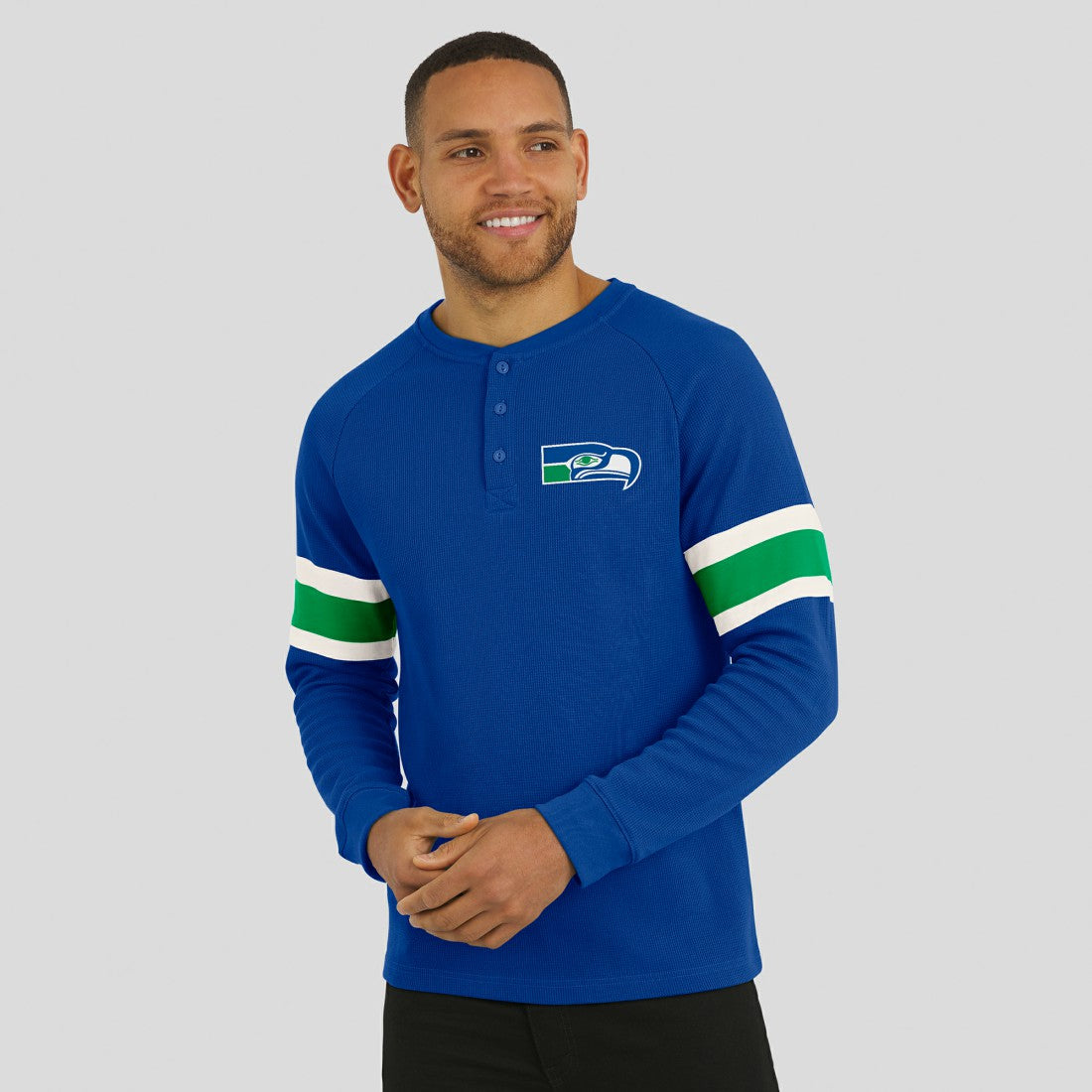 Seattle Seahawks Darius Rucker Collection Waffle-Knit Raglan Long Sleeve Henley T-Shirt College Navy | Fanatics