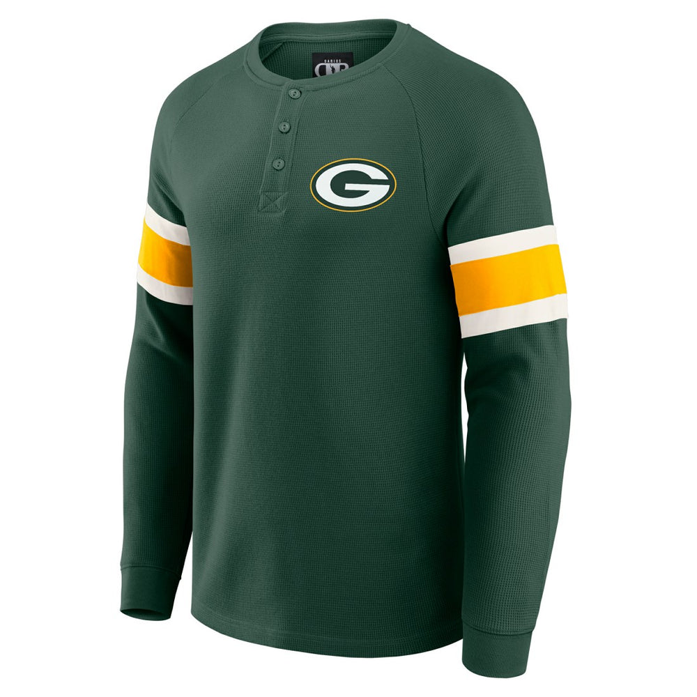 Green Bay Packers Darius Rucker Collection Waffle-Knit Raglan Long Sleeve Henley T-Shirt Green | Fanatics