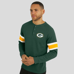 Green Bay Packers Darius Rucker Collection Waffle-Knit Raglan Long Sleeve Henley T-Shirt Green | Fanatics