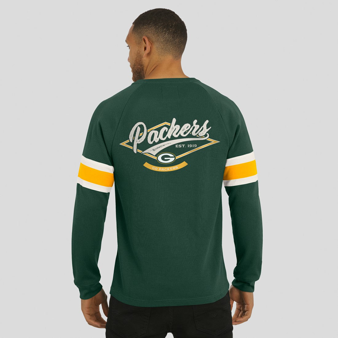 Green Bay Packers Darius Rucker Collection Waffle-Knit Raglan Long Sleeve Henley T-Shirt Green | Fanatics