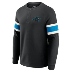 Carolina Panthers Darius Rucker Collection Waffle-Knit Raglan Long Sleeve Henley T-Shirt Black | Fanatics