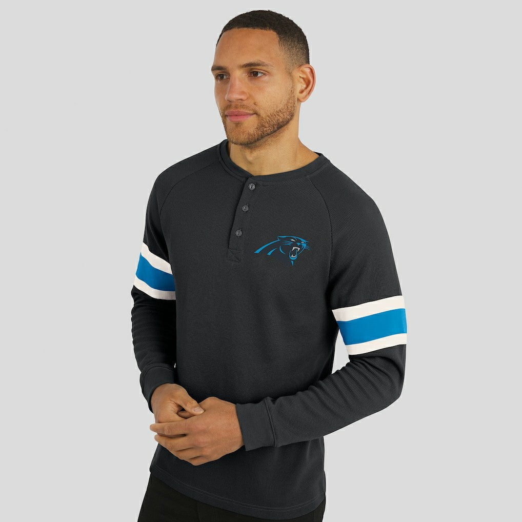 Carolina Panthers Darius Rucker Collection Waffle-Knit Raglan Long Sleeve Henley T-Shirt Black | Fanatics