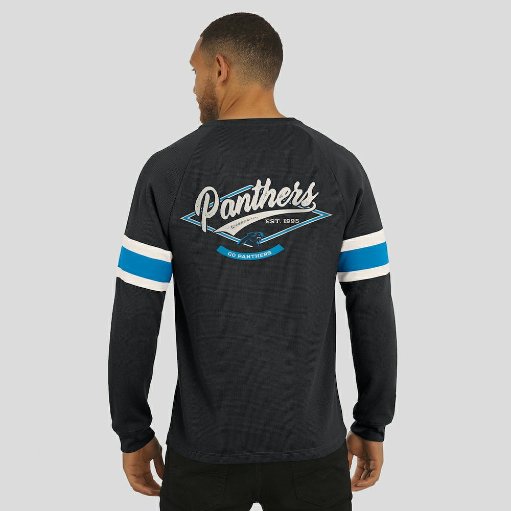 Carolina Panthers Darius Rucker Collection Waffle-Knit Raglan Long Sleeve Henley T-Shirt Black | Fanatics