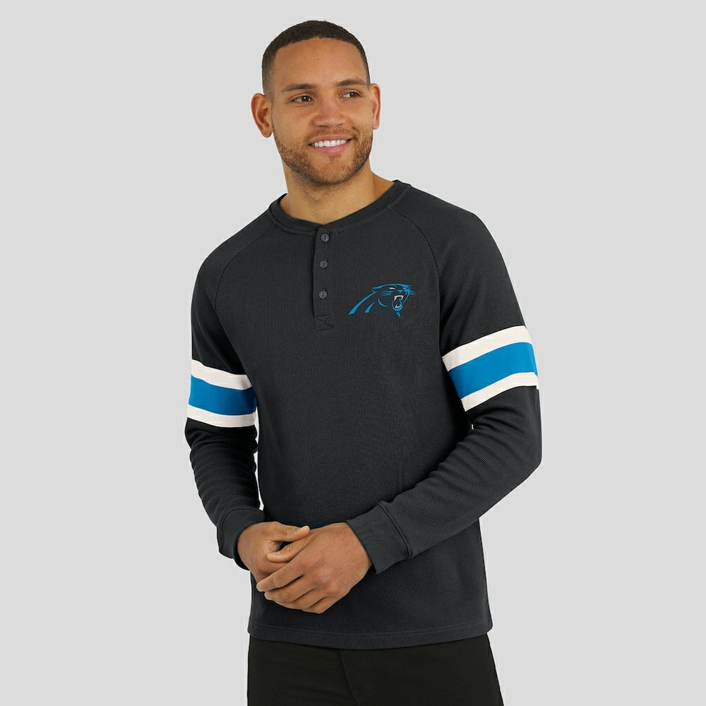 Carolina Panthers Darius Rucker Collection Waffle-Knit Raglan Long Sleeve Henley T-Shirt Black | Fanatics