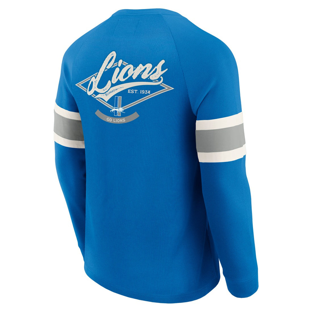 Detroit Lions Darius Rucker Collection Waffle-Knit Raglan Long Sleeve Henley T-Shirt Blue | Fanatics