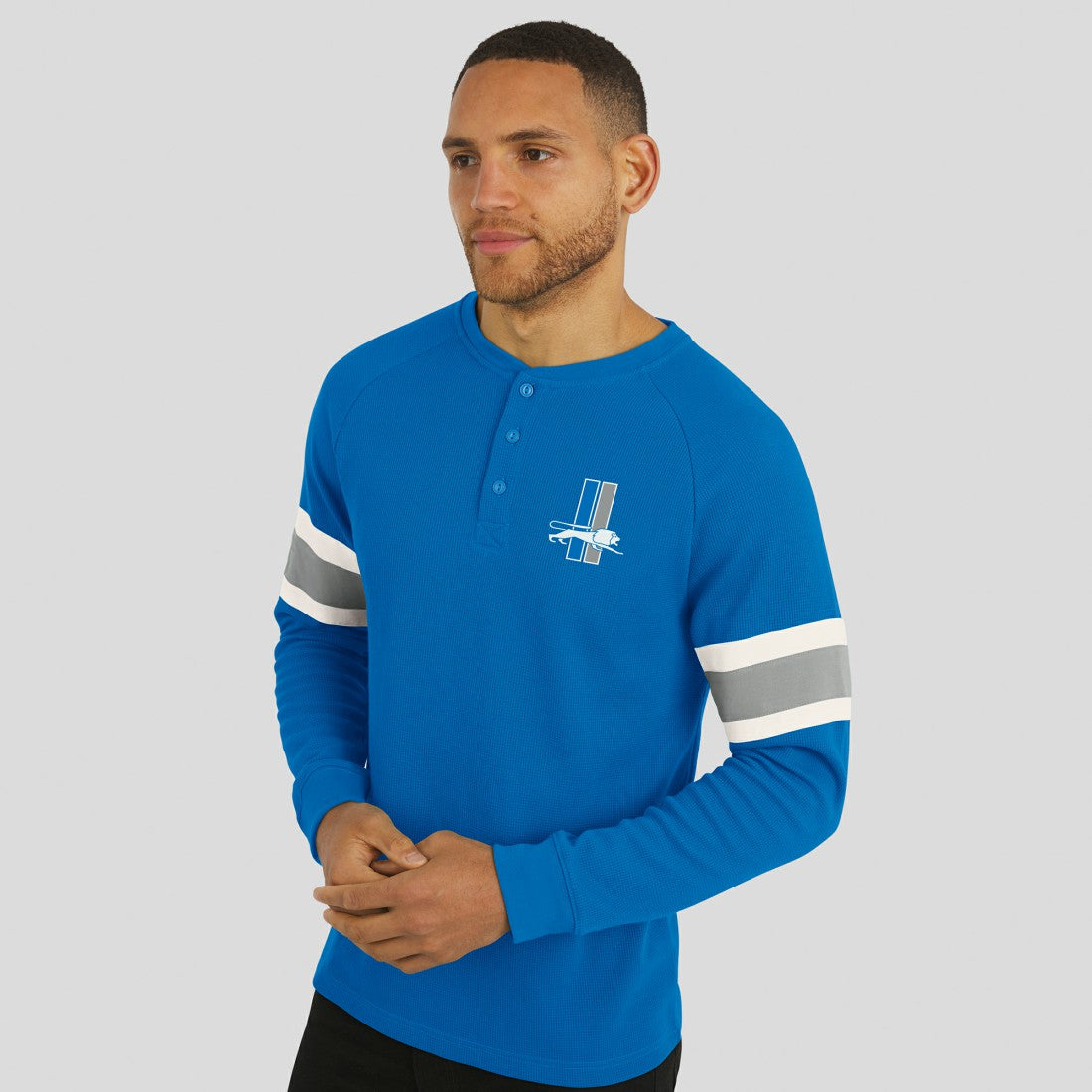 Detroit Lions Darius Rucker Collection Waffle-Knit Raglan Long Sleeve Henley T-Shirt Blue | Fanatics
