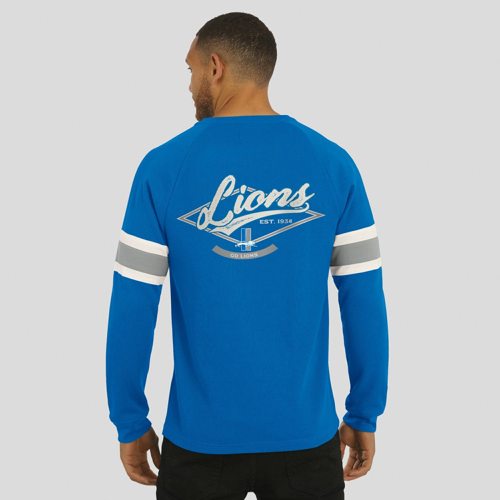 Detroit Lions Darius Rucker Collection Waffle-Knit Raglan Long Sleeve Henley T-Shirt Blue | Fanatics