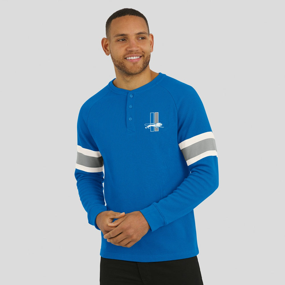 Detroit Lions Darius Rucker Collection Waffle-Knit Raglan Long Sleeve Henley T-Shirt Blue | Fanatics