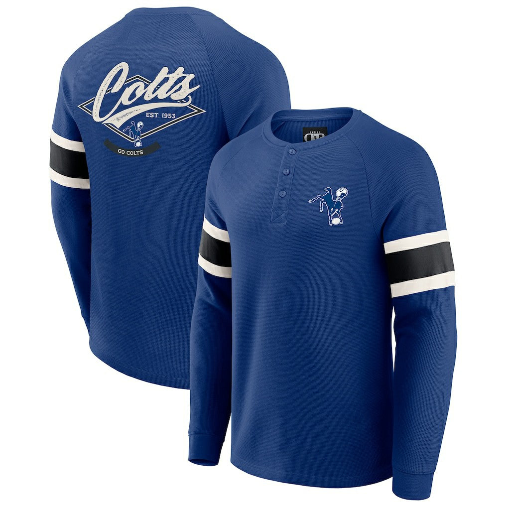 Indianapolis Colts Darius Rucker Collection Waffle-Knit Raglan Long Sleeve Henley T-Shirt Royal | Fanatics