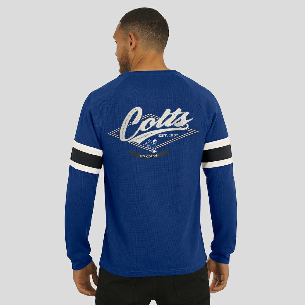 Indianapolis Colts Darius Rucker Collection Waffle-Knit Raglan Long Sleeve Henley T-Shirt Royal | Fanatics