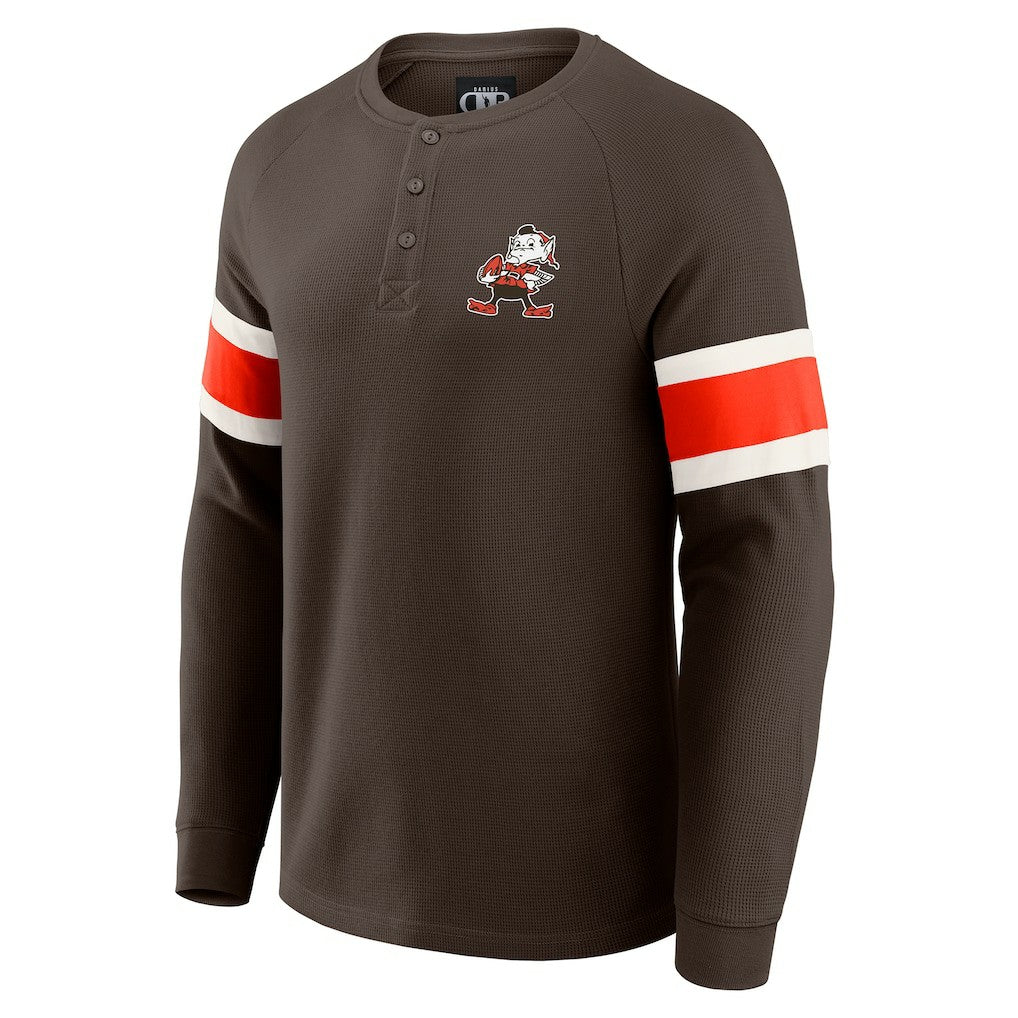 Cleveland Browns Darius Rucker Collection Waffle-Knit Raglan Long Sleeve Henley T-Shirt Brown | Fanatics