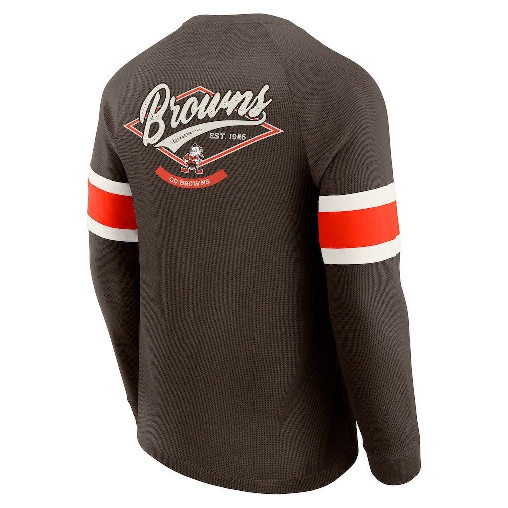 Cleveland Browns Darius Rucker Collection Waffle-Knit Raglan Long Sleeve Henley T-Shirt Brown | Fanatics