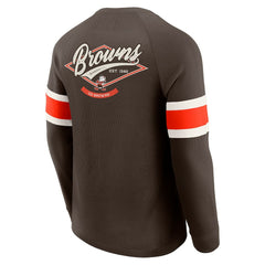 Cleveland Browns Darius Rucker Collection Waffle-Knit Raglan Long Sleeve Henley T-Shirt Brown | Fanatics
