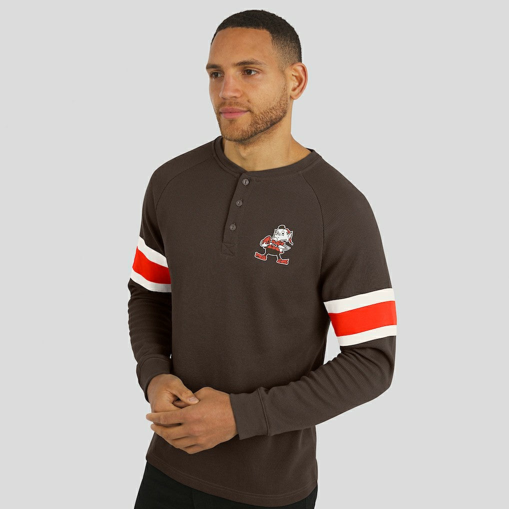 Cleveland Browns Darius Rucker Collection Waffle-Knit Raglan Long Sleeve Henley T-Shirt Brown | Fanatics