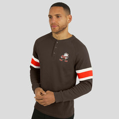 Cleveland Browns Darius Rucker Collection Waffle-Knit Raglan Long Sleeve Henley T-Shirt Brown | Fanatics