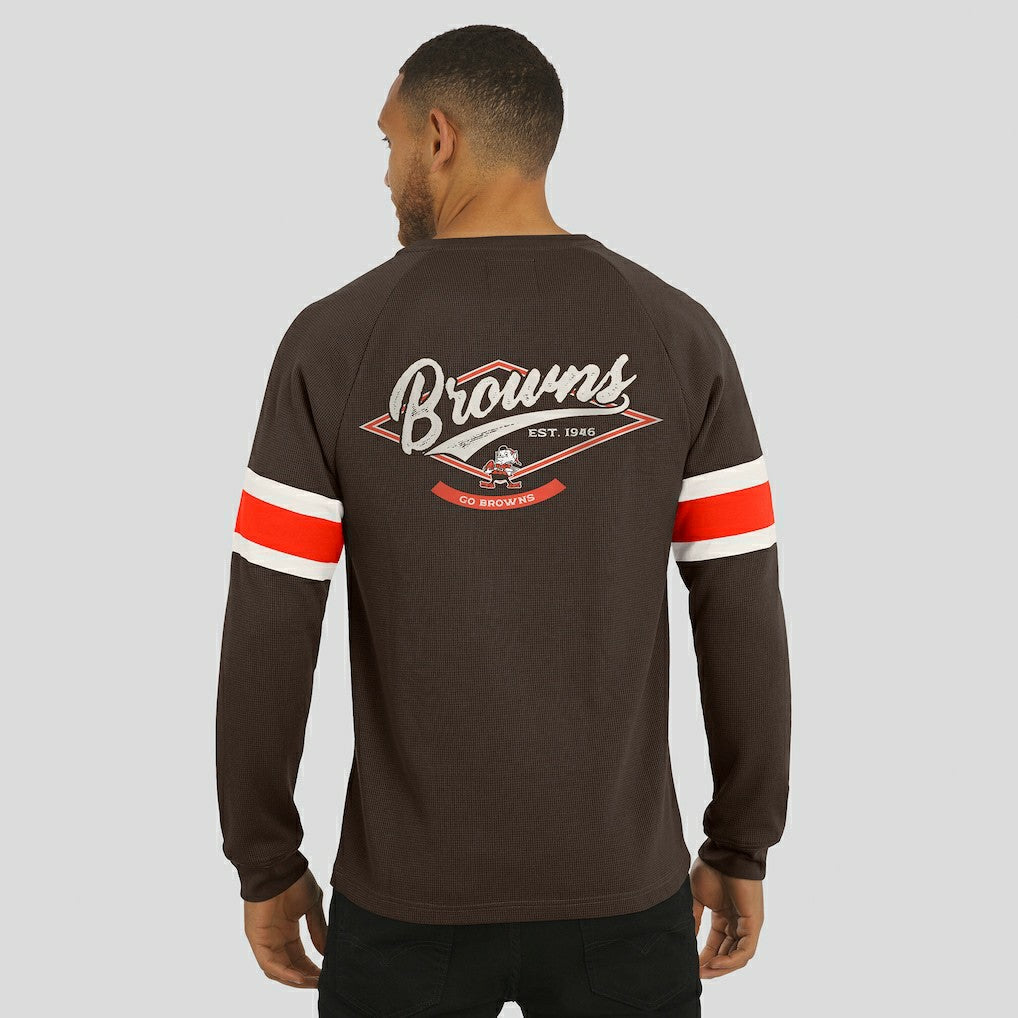 Cleveland Browns Darius Rucker Collection Waffle-Knit Raglan Long Sleeve Henley T-Shirt Brown | Fanatics