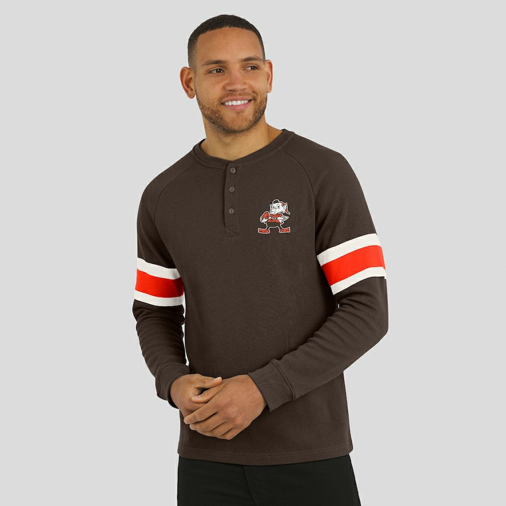 Cleveland Browns Darius Rucker Collection Waffle-Knit Raglan Long Sleeve Henley T-Shirt Brown | Fanatics