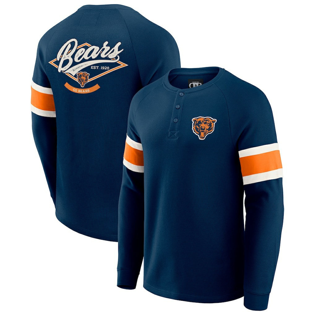 Chicago Bears Darius Rucker Collection Waffle-Knit Raglan Long Sleeve Henley T-Shirt Navy | Fanatics