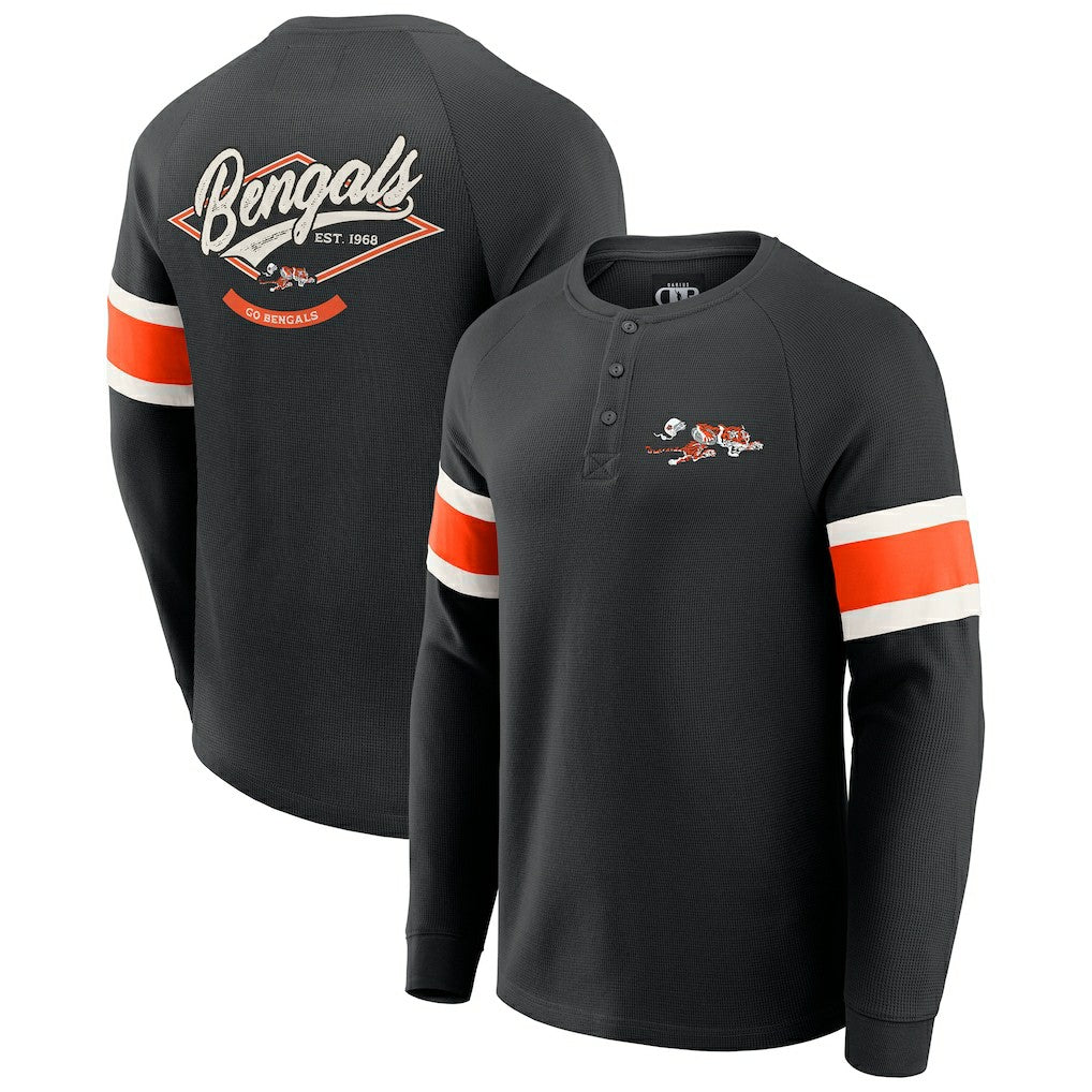 Cincinnati Bengals Darius Rucker Collection Waffle-Knit Raglan Long Sleeve Henley T-Shirt Black | Fanatics