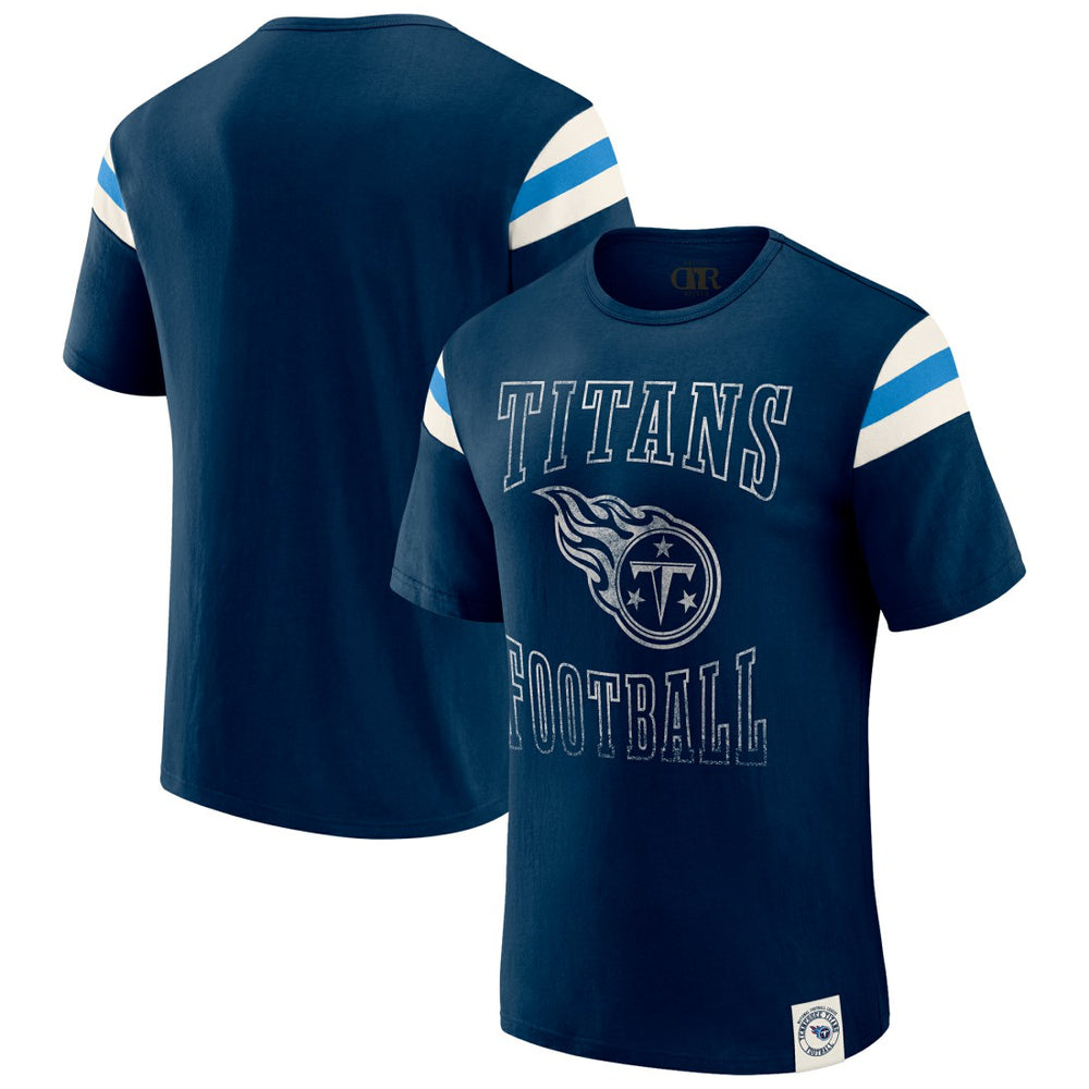 Tennessee Titans Darius Rucker Collection Football Stripe Sleeve T-Shirt Navy | Fanatics