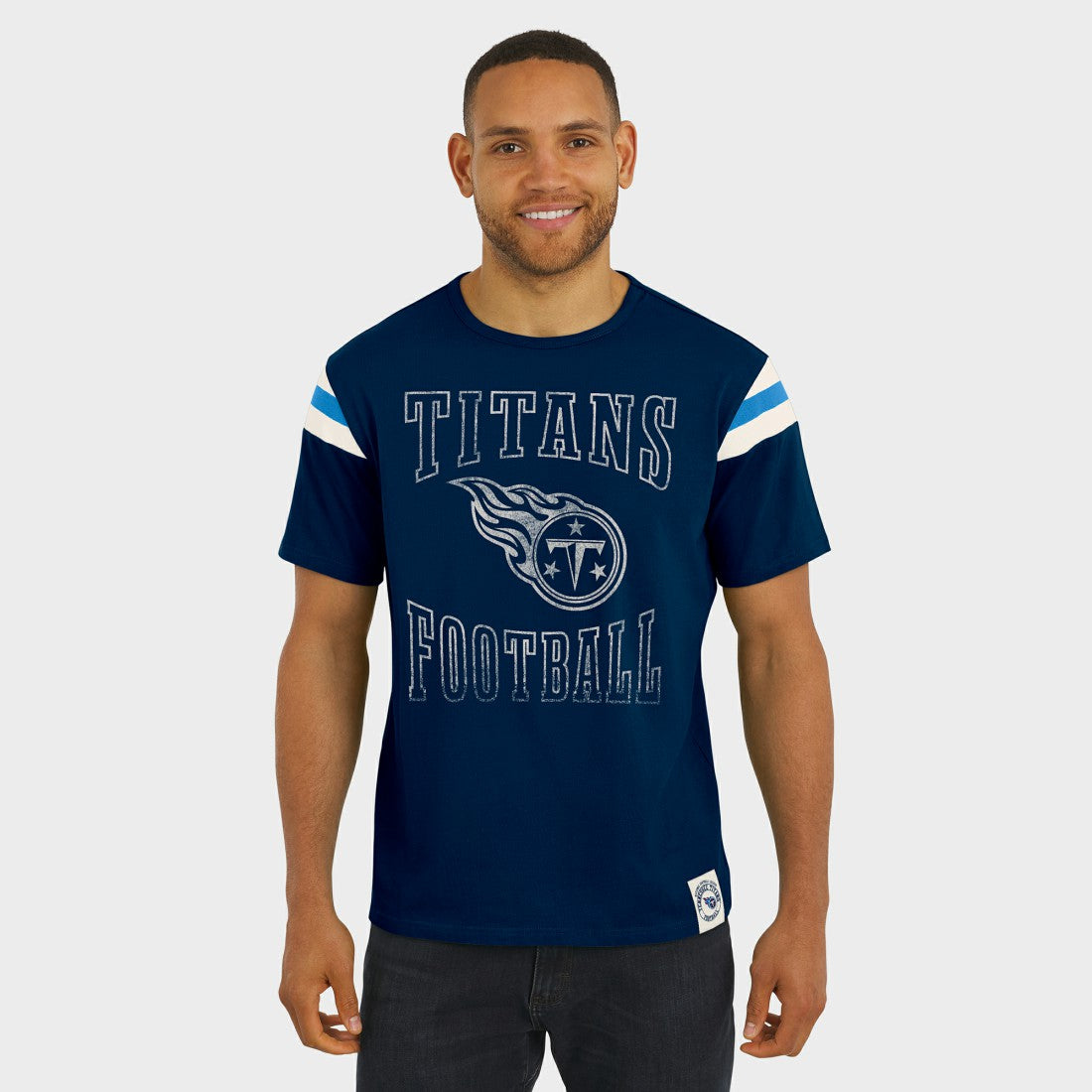 Tennessee Titans Darius Rucker Collection Football Stripe Sleeve T-Shirt Navy | Fanatics