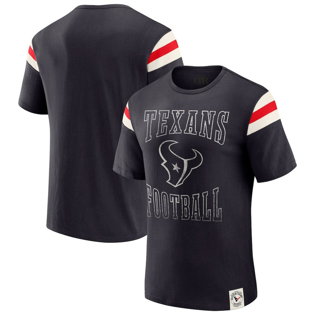 Houston Texans Darius Rucker Collection Football Stripe Sleeve T-Shirt Navy | Fanatics