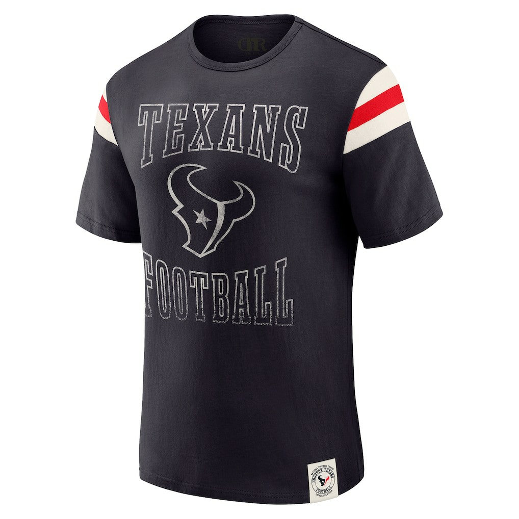 Houston Texans Darius Rucker Collection Football Stripe Sleeve T-Shirt Navy | Fanatics