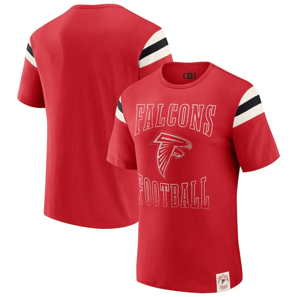 Atlanta Falcons Darius Rucker Collection Football Stripe Sleeve T-Shirt Red | Fanatics