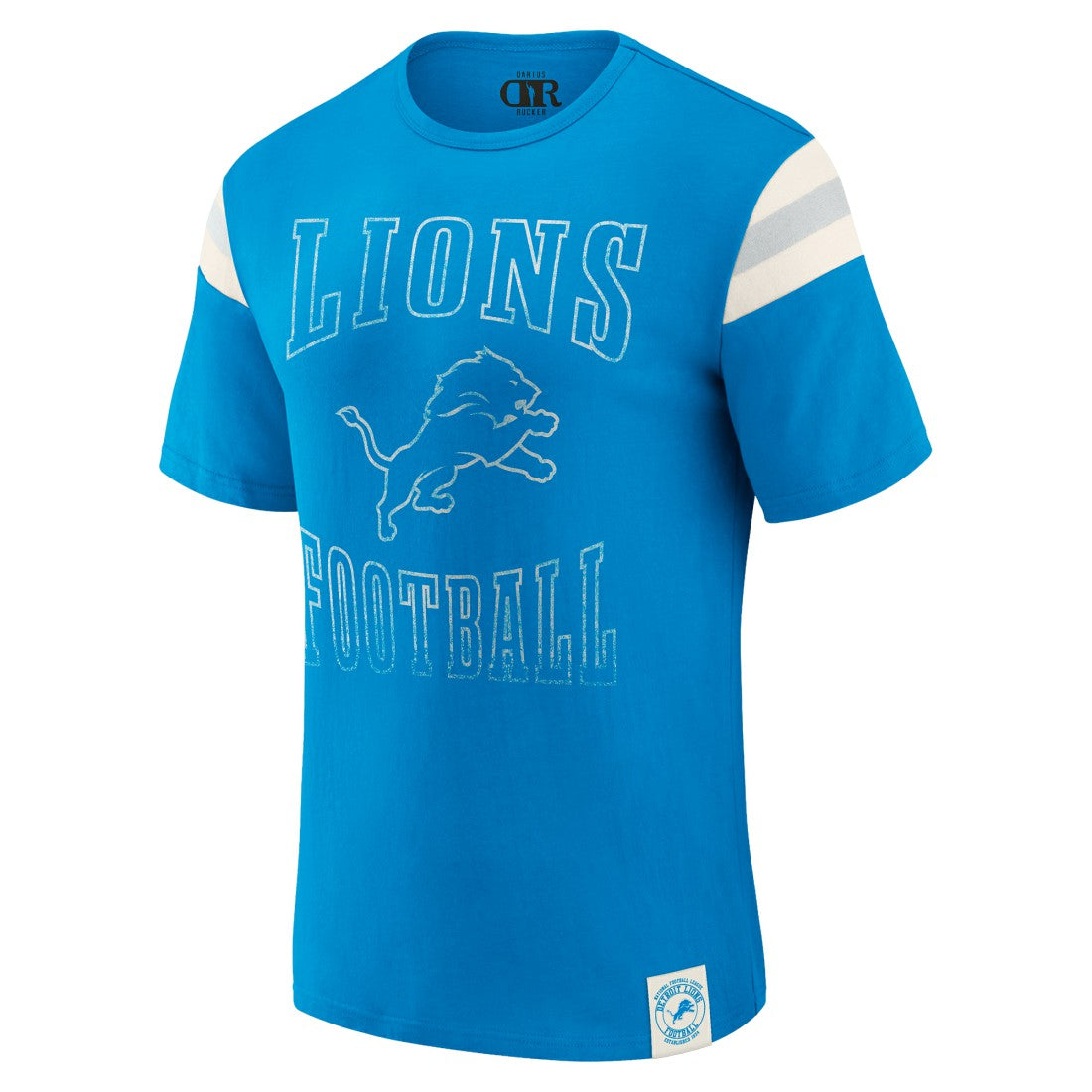Detroit Lions Darius Rucker Collection Football Stripe Sleeve T-Shirt Blue | Fanatics