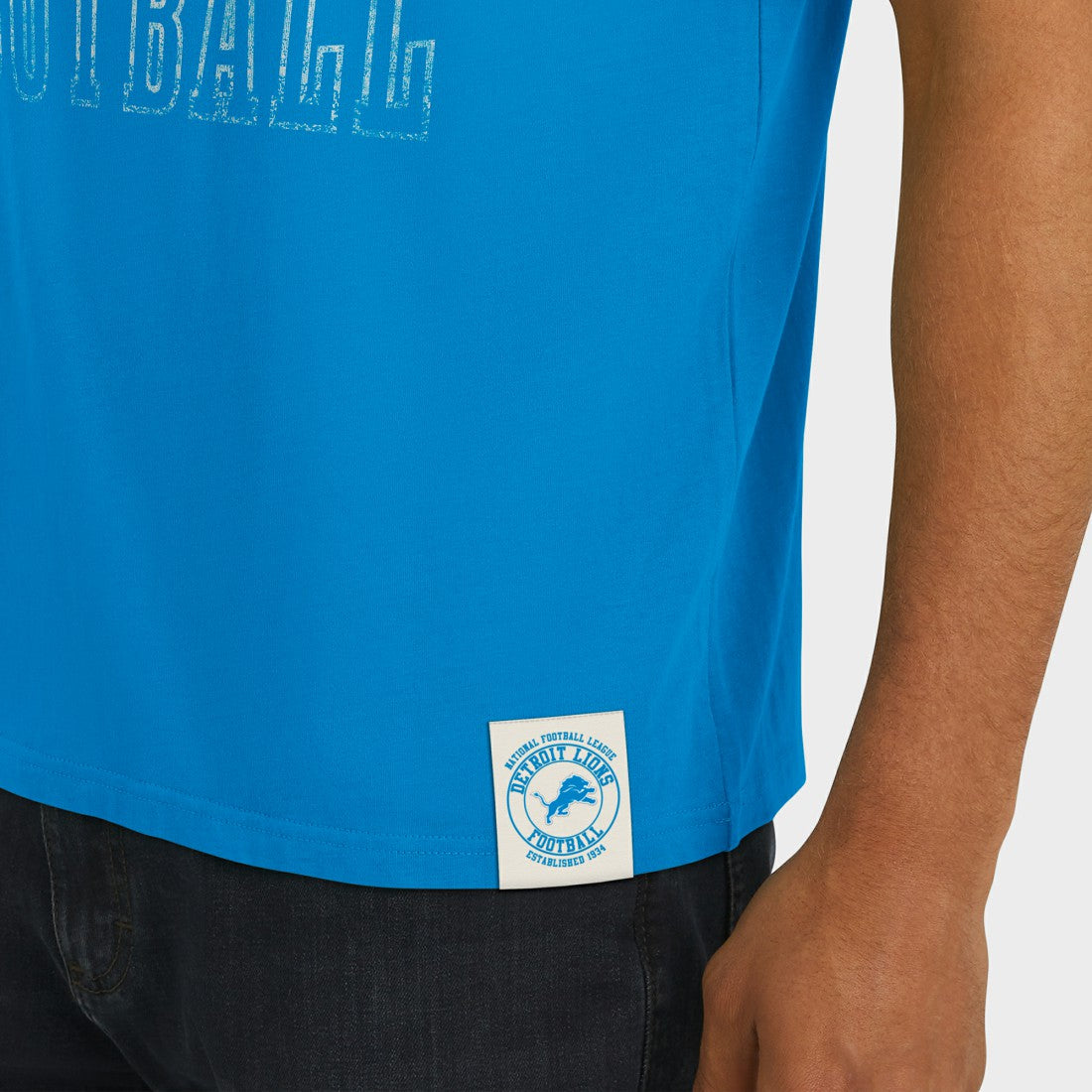 Detroit Lions Darius Rucker Collection Football Stripe Sleeve T-Shirt Blue | Fanatics