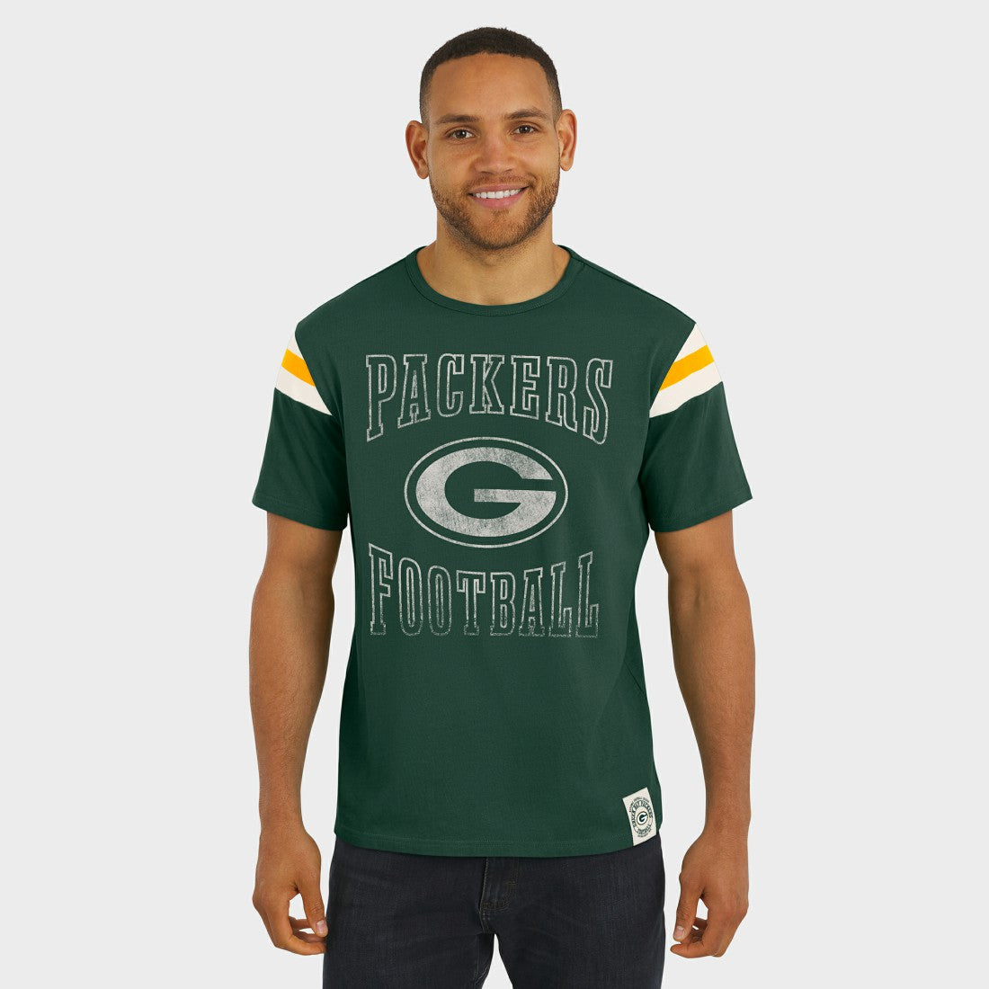 Green Bay Packers Darius Rucker Collection Football Stripe Sleeve T-Shirt Green | Fanatics