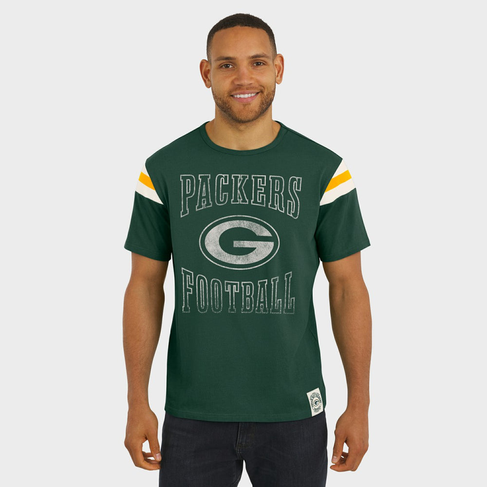 Green Bay Packers Darius Rucker Collection Football Stripe Sleeve T-Shirt Green | Fanatics
