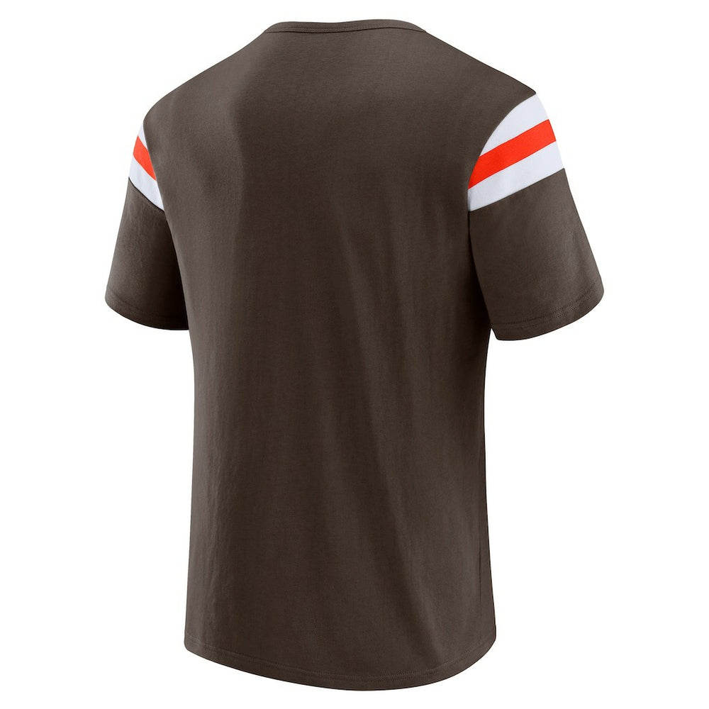 Cleveland Browns Darius Rucker Collection Football Stripe Sleeve T-Shirt Brown | Fanatics