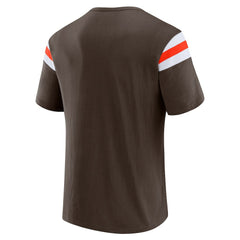 Cleveland Browns Darius Rucker Collection Football Stripe Sleeve T-Shirt Brown | Fanatics