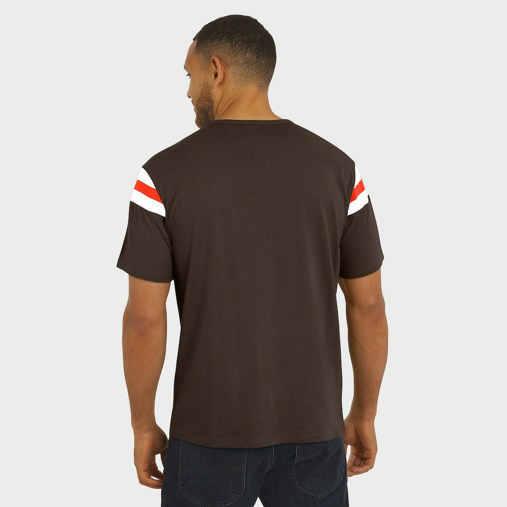 Cleveland Browns Darius Rucker Collection Football Stripe Sleeve T-Shirt Brown | Fanatics