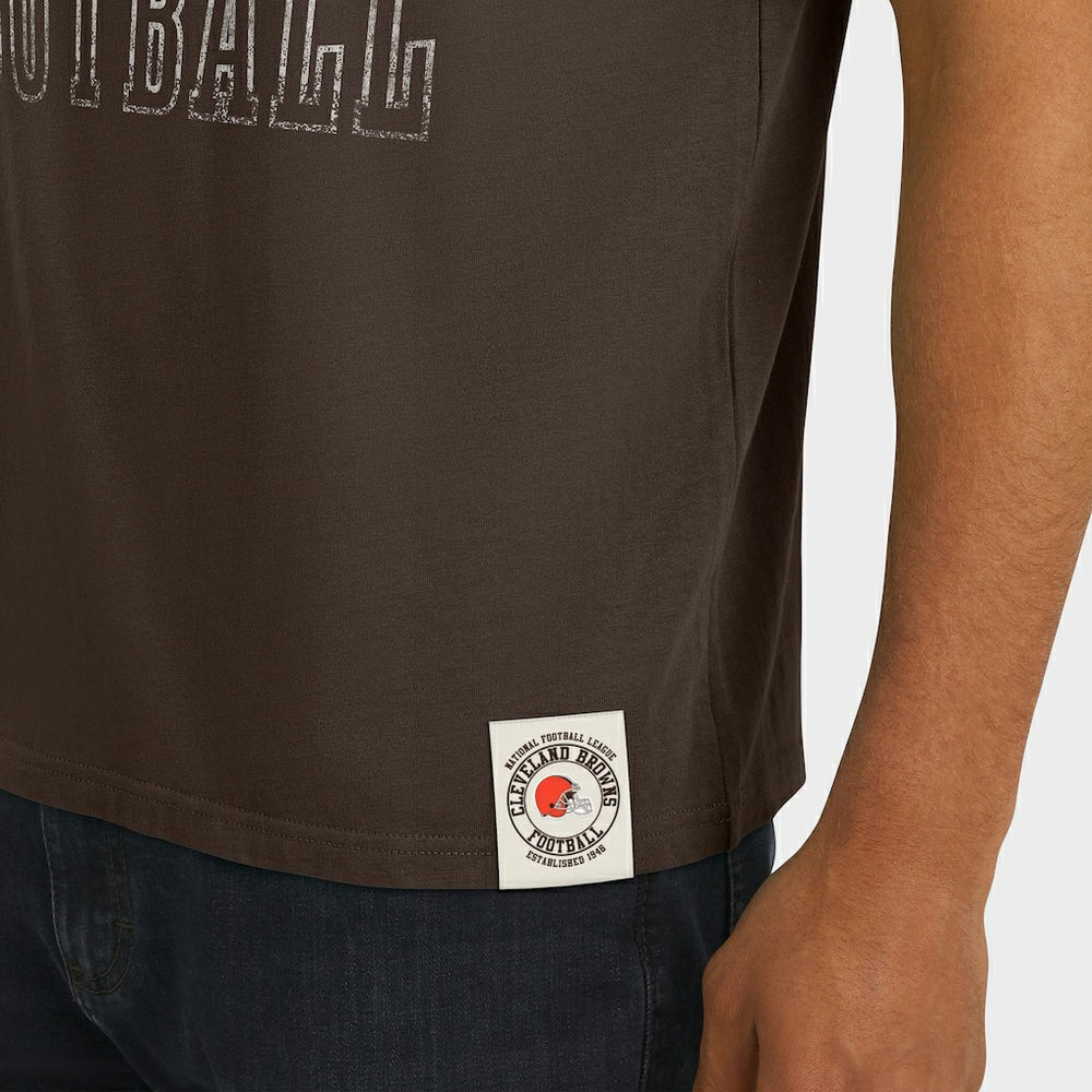 Cleveland Browns Darius Rucker Collection Football Stripe Sleeve T-Shirt Brown | Fanatics