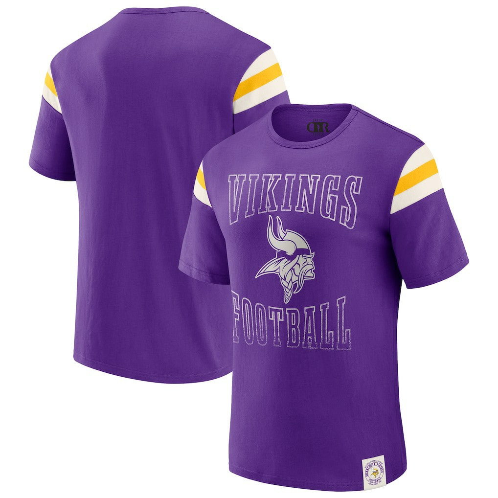 Minnesota Vikings Darius Rucker Collection Football Stripe Sleeve T-Shirt Purple | Fanatics