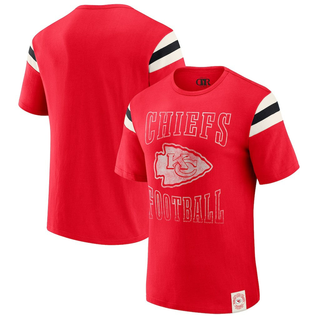 Kansas City Chiefs Darius Rucker Collection Football Stripe Sleeve T-Shirt Red | Fanatics