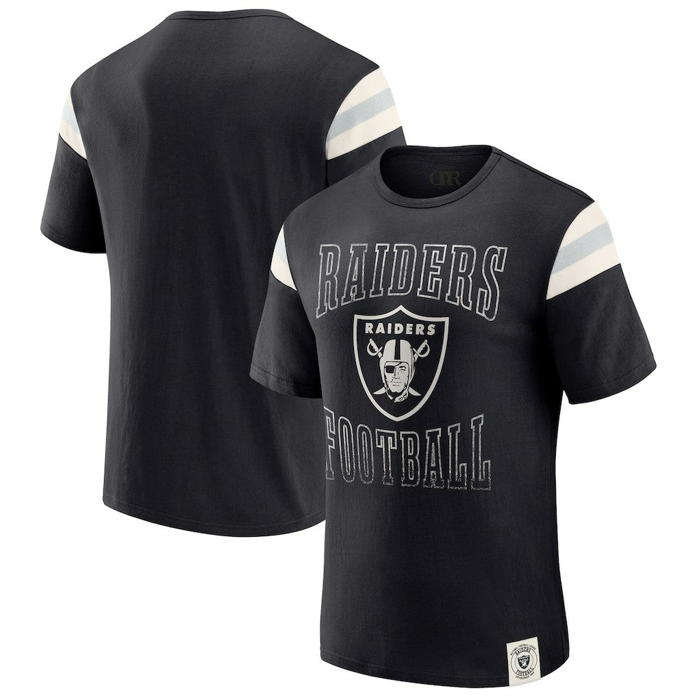 Las Vegas Raiders Darius Rucker Collection Football Stripe Sleeve T-Shirt Black | Fanatics